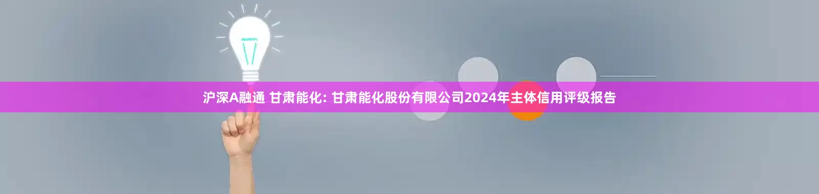 沪深A融通 甘肃能化: 甘肃能化股份有限公司2024年主体信用评级报告